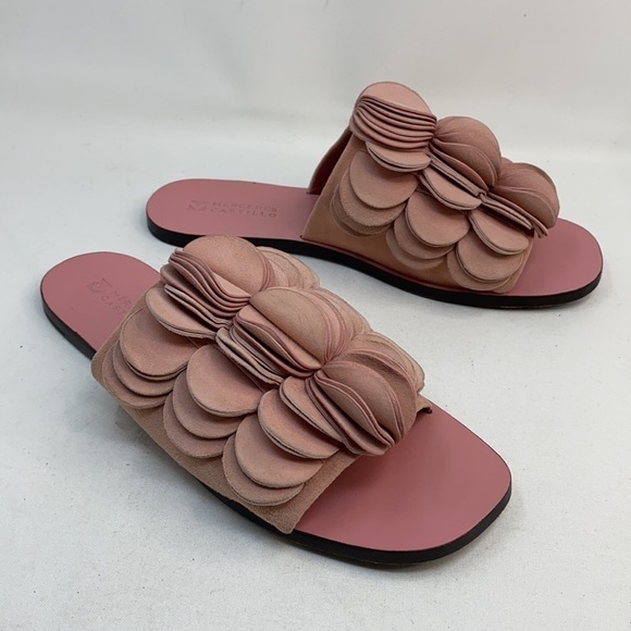 Mercedes Castillo Sz 8.5 Pink Delphia Suede Slides - Picture 2 of 11
